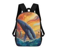 sinyumoney Whale Leaping Cityscape Mochilas Infantiles Mochila Escolar Mochila Impresa En 3D Para Niños Mochilas De Viaje Bolsas Para Libros Mochila Escolar Para Niños 17inch