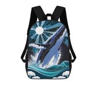 sinyumoney Whale Leaping from Waves Stained Glass Mochila Escolar Infantil Impresa En 3D Para Niños, Mochilas De Viaje De Alta Capacidad, Bolsas Para Libros, Mochila Escolar Infantil 17inch
