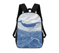 sinyumoney Whale Ocean Waves Art Print-4 Mochila Escolar Impresa En 3D 17inch Mochilas De Moda Para Niños, Mochilas Escolares Para Niños De Primaria Y Secundaria