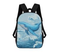 sinyumoney Whale Ocean Waves Art Print Mochila Escolar Infantil Impresa En 3D 17inch Mochilas De Moda Para Niños De Primaria Y Secundaria