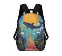 sinyumoney Whale on Tracks Fantasy Art Print Mochila Escolar Infantil De 17 Pulgadas Con Estampado 3D De Películas De Anime Para Niños, Mochila De Viaje, Mochila Escolar Infantil