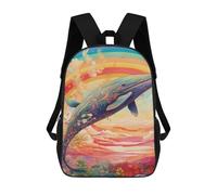 sinyumoney Whale Rainbow Fantasy Mochila Escolar Para Niños, Mochila Escolar De Gran Capacidad Para Niños, Mochila Escolar 3D, Regalos Para Niños 17inch