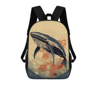 sinyumoney Whale Retro Japan Vibes Mochila Escolar Infantil Impresa En 3D Para Niños, Mochilas De Viaje, Bolsas Para Libros Para Niños Estudiantes De Primaria 17inch