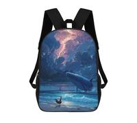 sinyumoney Whale, Rooster, And Stormy Seascape Mochilas De Moda Impresas En 3D 17inch Mochila Escolar Informal Para Niños De Primaria Y Secundaria