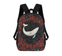 sinyumoney Whale Roses Fantasy Art Print Mochilas Escolares De Moda Para Papelería, Impermeables, Informales, Para Hombres, Mujeres Y Adolescentes 17inch