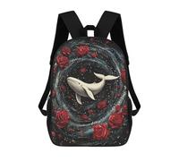 sinyumoney Whale Roses Space Art Print Mochilas Escolares, De Viaje Y Universitarias Para Hombres, Mujeres Y Adolescentes 17inch