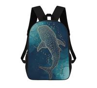 sinyumoney Whale Shark Gold Line Art Mochila Escolar Para Niñas Y Niños, Mochilas De Gran Capacidad, Mochilas Ligeras Para Niños Y Estudiantes 17inch