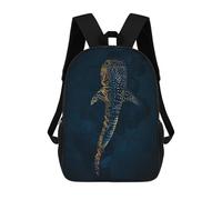 sinyumoney Whale Shark in Gold Mochilas De Moda Impresas En 3D 17inch Mochila Escolar Informal Para Niños De Primaria Y Secundaria