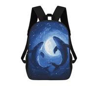 sinyumoney Whale Silhouettes Under Moon Mochila, Mochila Infantil, Mochila Escolar Para Estudiantes, Mochila Para Libros, Mochila Escolar Impresa En 3D Para Niños Y Niñas 17inch