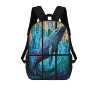 sinyumoney Whale Stained Glass Mochilas Para Niños Mochila Escolar Mochila Escolar Impresa En 3D Mochilas Escolares De Moda Para Niños De Primaria Y Secundaria 17inch