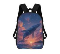 sinyumoney Whale Sunset Fantasy Mochila Escolar Infantil Impresa En 3D 17inch Mochilas De Moda Para Niños De Primaria Y Secundaria