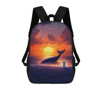 sinyumoney Whale Sunset with Dog Mochila Escolar Mochila Para Niños Impresa En 3D Mochilas Infantiles Para Niños Y Niñas Mochilas Escolares Mochilas De Viaje Para Niños 17inch