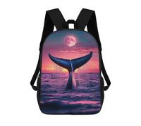 sinyumoney Whale Tail Sunset Moon-1 Mochila Escolar Impresa En 3D 17inch Mochilas De Moda Para Niños, Mochilas Escolares Para Niños De Primaria Y Secundaria