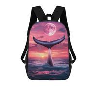 sinyumoney Whale Tail Sunset Moon-2 Mochila Escolar Ligera Mochila Escolar De Día Mochila Para Libros Para La Universidad Para Acampar Aventuras Al Aire Libre Y Viajes Diarios 17inch