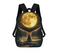 sinyumoney Whale Tail Under Full Moon Mochila Escolar Para Niñas 17inch Mochila Informal Ligera Para Niños Y Niñas, Ideal Para Estudiantes De Secundaria