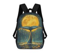 sinyumoney Whale Tail Under Moon Mochila Escolar Infantil Impresa En 3D Para Niños, Mochilas De Viaje De Alta Capacidad, Bolsas Para Libros, Mochila Escolar Infantil 17inch