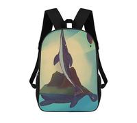sinyumoney Whale, Turtle, And Island Mochila Ronaldo, Mochila Infantil, Mochila Escolar Para Estudiantes, Mochila Para Libros, Mochila Escolar Impresa En 3D Para Niños Y Niñas, 17inch