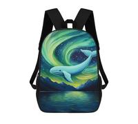 sinyumoney Whale Watching Aurora Borealis Mochila Escolar Para Secundaria, Mochila Informal Para Niñas Y Adolescentes 17inch