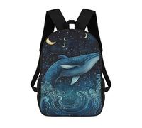 sinyumoney Whale Watching Under The Stars Mochila Escolar Infantil De 17 Pulgadas Con Estampado 3D De Películas De Anime Para Niños, Mochila De Viaje, Mochila Escolar Infantil