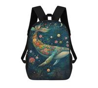 sinyumoney Whale with Flowers in Space-1 Mochila Escolar Infantil Impresa En 3D 17inch Mochilas De Moda Para Niños De Primaria Y Secundaria