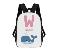 sinyumoney Whale with W Illustration Mochila Escolar Impresa En 3D Mochilas Informales Para Niños Mochila Escolar Impresa En 3D Para Niños De Primaria Y Secundaria 17inch