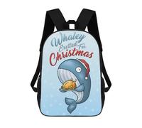 sinyumoney Whaley Christmas Whale Mochila Escolar Infantil Impresa En 3D Para Niños, Mochila De Viaje De Alta Capacidad, Bolsas Para Libros, Mochila Escolar Infantil 17inch