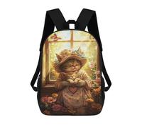 sinyumoney Whimsical Cat Garden Scene Mochila Escolar Grande Resistente Al Agua Para Portátil Para Niñas Y Adolescentes 17inch