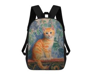 sinyumoney Whimsical Orange Kitten Painting Mochila Escolar Resistente Al Agua Para Ordenador Portátil: Perfecta Para Viajes, Trabajo Y Uso Diario 17inch