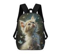 sinyumoney Whiskered Whimsy Cat with Butterflies Mochila Escolar De 17 Pulgadas Para Adolescentes, Con Estampado 3D, Ajustable Y Con Bolsillos, Ideal Para Niños, Niñas Y Estudiantes.