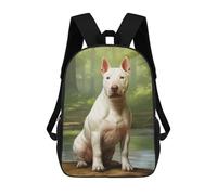 sinyumoney White Bull Terrier Mochila Escolar Infantil De 17 Pulgadas, Mochila Escolar Impresa En 3D Para Niños De Primaria Y Secundaria