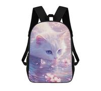 sinyumoney White Cat And Cherry Blossoms Mochila Infantil, Mochila Escolar Para Niños Y Adolescentes, Mochila De Viaje, Mochila Escolar, Mochila Para Libros 17inch