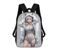 sinyumoney White Cat Anime Girl Mochilas Impresas En 3D Para Niños 17inch Mochilas De Moda Informales Para El Día A Día, Bolsas De Viaje, Mochilas Informales Para Exteriores Para Niños Y Niñas