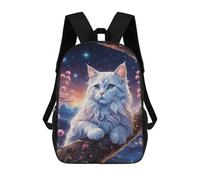 sinyumoney White Cat in Cherry Blossom Tree Mochila Escolar Infantil Impresa En 3D Para Niños, Mochilas De Viaje, Bolsas Para Libros Para Niños Estudiantes De Primaria 17inch