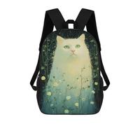 sinyumoney White Cat in Flowers Mochilas Para Niños Mochila Escolar Mochila Escolar Impresa En 3D Para Niños Estudiantes De Primaria Y Secundaria 17inch