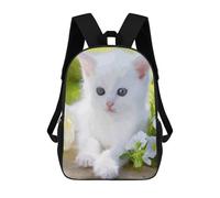 sinyumoney White Cat Mochila Escolar Impresa En 3D Mochilas Informales Para Niños Mochila Escolar Impresa En 3D Para Niños De Primaria Y Secundaria 17inch