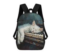 sinyumoney White Cat Sleep On Piano Mochilas Impresas En 3D Para Niños, Mochila Escolar, Mochila Informal Para Exteriores, Mochila Informal De Moda Para Niños, Lindas Bolsas De Viaje 17inch