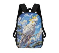 sinyumoney White Cockatoo on Branch Mochila Escolar Grande, Ligera E Informal Para Niñas, Niños Y Adolescentes 17inch