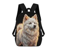 sinyumoney White Dog with Golden Sparkles Mochila Escolar Impresa En 3D 17inch Mochila Escolar Infantil Mochilas De Viaje Mochila Informal De Moda Para Niños Y Estudiantes
