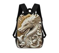 sinyumoney White Dragon Art Deco Mochila Escolar Para Institutos Y Colegios Informales Para Acampar, Aventuras Al Aire Libre Y Viajes Diarios 17inch