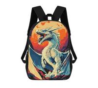 sinyumoney White Dragon Roaring Under A Full Moon Mochila Escolar Informal Para El Día A Día, Ideal Para El Trabajo, El Colegio, El Camping, Las Aventuras Al Aire Libre Y Los Viajes Diarios 17inch