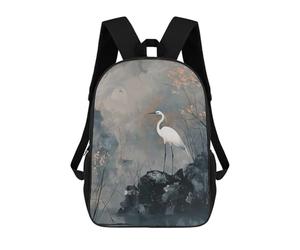 sinyumoney White Heron in Misty Landscape Mochila Escolar Resistente Al Agua Para Computadora, Ideal Para Campus, Actividades Al Aire Libre, Viajes Y Deportes 17inch