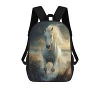 sinyumoney White Horse Galloping Through Water Mochila Escolar Impresa En 3D Para Niños Y Niñas, Mochila Escolar, Mochila De Viaje Para Niños 17inch