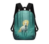 sinyumoney White Horse in Enchanted Forest Mochila Escolar Infantil Impresa En 3D Para Niños, Mochilas De Viaje, Bolsas Para Libros Para Niños Estudiantes De Primaria 17inch