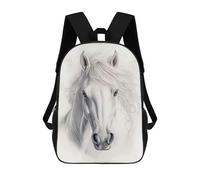 sinyumoney White Horse Portrait Mochila Escolar Mochila De Día Mochila De Negocios Mochila Impermeable Para Libros Para Niños/Niñas/Adolescentes 17inch