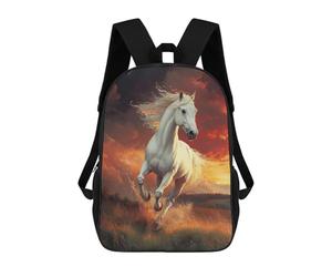 sinyumoney White Horse Running Sunset Mochila Escolar Infantil Impresa En 3D Para Niños, Mochilas De Viaje De Alta Capacidad, Bolsas Para Libros, Mochila Escolar Infantil 17inch