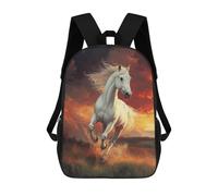 sinyumoney White Horse Running Sunset Mochilas Impresas En 3D Para Niños, Mochila Escolar, Mochila De Moda Para Niños De Primaria Y Secundaria 17inch
