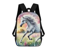 sinyumoney White Horse Running Through Field Mochila Escolar Mochilas Escolares Para Niñas Y Niños Mochila Con Bolsillo Mochila Escolar De Moda Para Niños 17inch