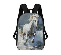 sinyumoney White Horse Running Through Waves Mochila Escolar Impresa En 3D Mochilas Informales Para Niños Mochila Escolar Impresa En 3D Para Niños De Primaria Y Secundaria 17inch