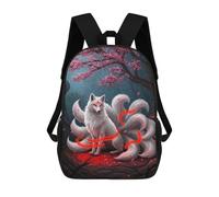 sinyumoney White Kitsune Fox Mochila Escolar Para Institutos De Secundaria Mochila Informal - Perfecta Para Viajes, Trabajo Y Uso Diario 17inch