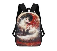 sinyumoney White Kitsune Fox Yin Yang Mochila Escolar Para Institutos Y Colegios Informales Para Acampar, Aventuras Al Aire Libre Y Viajes Diarios 17inch